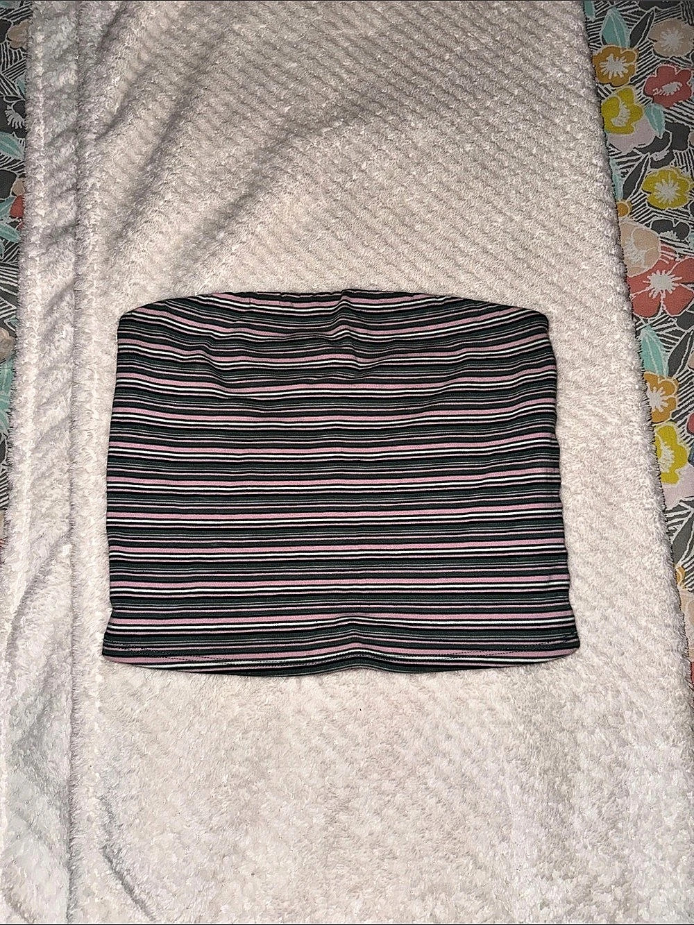 Garage Striped Ribbed Tube Top Black & Pink Size Small